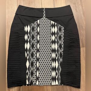 Anthropologie Floreat Arpeggio Pencil Skirt‎ Women's 6 Black Pintuck Pleat